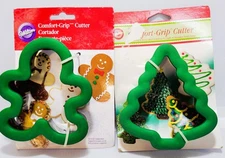 2 Wilton Comfort-Grip Cookie Cutters Gingerbread Man and Christmas Tree