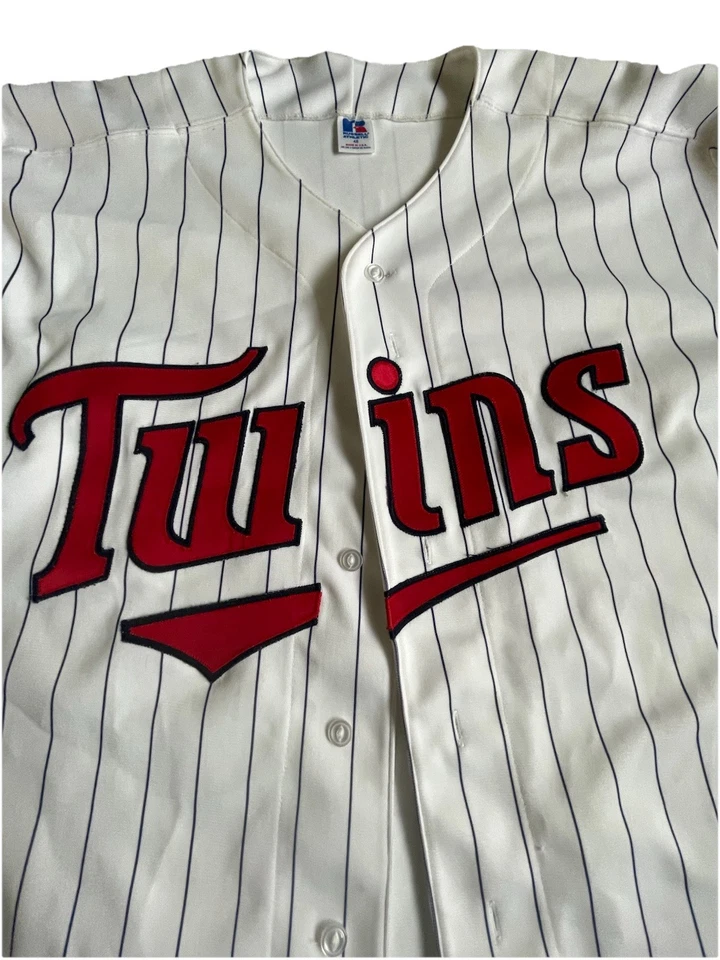 VTG MLB Minnesota Twins Russell Athletic Diamond Collection Pinstripe Jersey 48 - Image 2 of 4