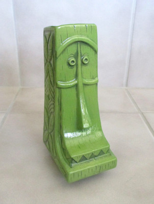 Whittle Tiki Mug Munktiki from THE LUAU San Diego Cocktail Lounge 8'' Green Mug