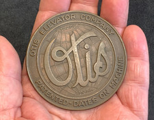 VINTAGE OTIS ELEVATOR TRADEMARK NAMEPLATE SIGN MEDALLION PATENT DATES ON MACHINE