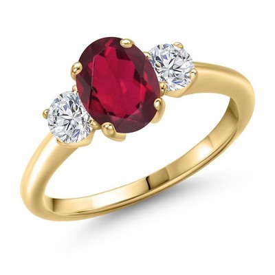 1.84 Ct Red Mystic Topaz G/H Lab Grown Diamond 18K Yellow Gold Plated Silver