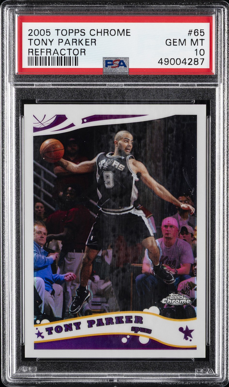 2005 TOPPS CHROME REFRACTOR #65 TONY PARKER #/999 PSA 10