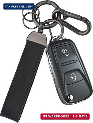 Teskyer Leather Keychain for Home & Car Keys, Premium Genuine Leather Key Chain