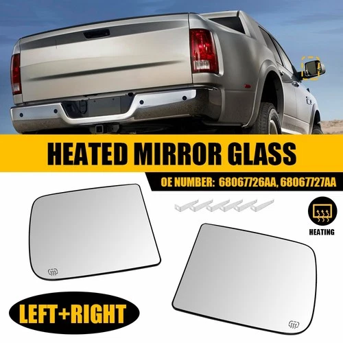 Pair Towing Mirror Glass Heated Upper Left & Right For Dodge Ram 1500 2500 3500