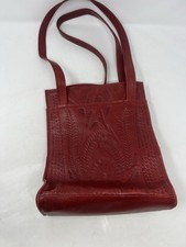 vintage red leather tooled purse Made In Paraguay