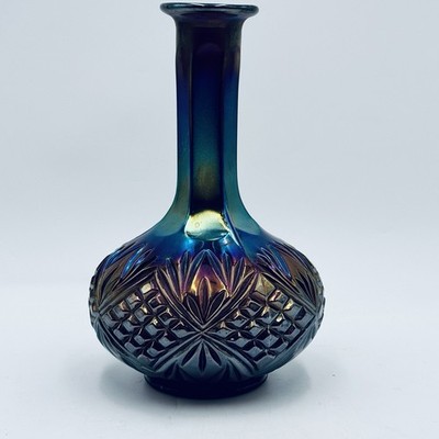 Imperial Amethyst Carnival Glass Diamond & Sunburst Wine Decanter Bottle READ