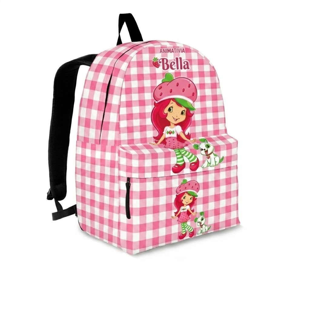Custom Name Strawberry Girl Backpack, School Bag for Girls