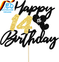 Tortendeko 14 Geburtstag Junge MäDchen,Glitzer Kuchen Deko Geburtstag 14 Jahre M