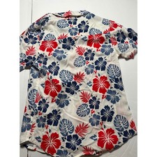 Tommy Bahama Kids Floral Button Up Shirt Size 8 Red Blue Hawaiian