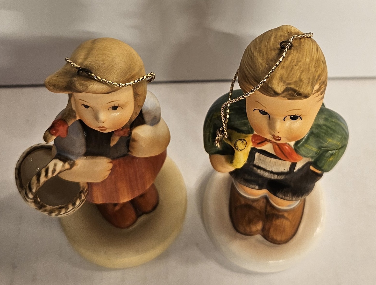 Set OF 2 Schmid Reproduction Ornaments Designed by Berta Hummel 1985 Girl Boy