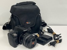 SONY ALPHA BLACK DIGITAL SLR CAMERA DSLR-A290 CHARGER CABLES & CARRY BAG - WORKS
