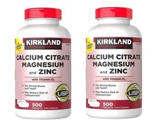 2 PACK Kirkland Signature Calcium Citrate Magnesium and Zinc 500 Tab EXP 07/28