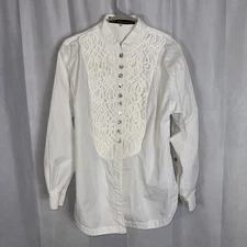 Jan Barboglio Vintage Embroidered Shirt Blouse Womens 12 White