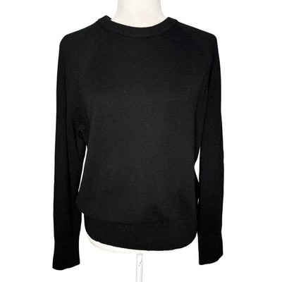 VINCE M Sweater Wool Cashmere Blend Crew Neck Pullover Black $295