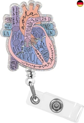 Dimeho Herz-Ausweishalter Herz einziehbare Rolle Ausweisclip Anatomie lustiger