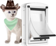 Cat Door for Door, All-Stainless Steel Frame with Double Soft Flaps