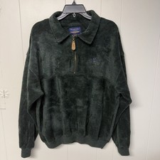 Vtg Straight Down 1/4 Zip Golf Fleece Pullover Boone Valley Classic USA Made L