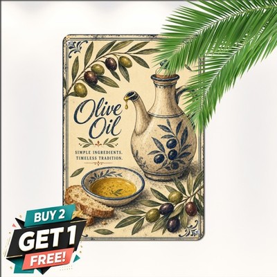 Olive Branch Fresh Olives Mediterranean Kitchen Wall Plaque Metal Tin Sign