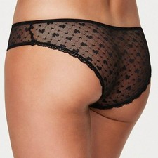 Frederick's of Hollywood NWT Sheer Lace Heart Panties Women's Size 1X Black