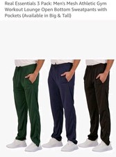 3 Pack: Men's Mesh Athletic Gym Workout Lounge Open Bottom Sweatpants Type