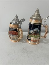 Vinatge German Berlin Musical Ceramic  Beer Stein Tankard  X2 Lidded