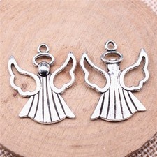 12/30PCS Antique Silver ANGEL Charm Pendant, 2 Sided Angel Memorial XCS275
