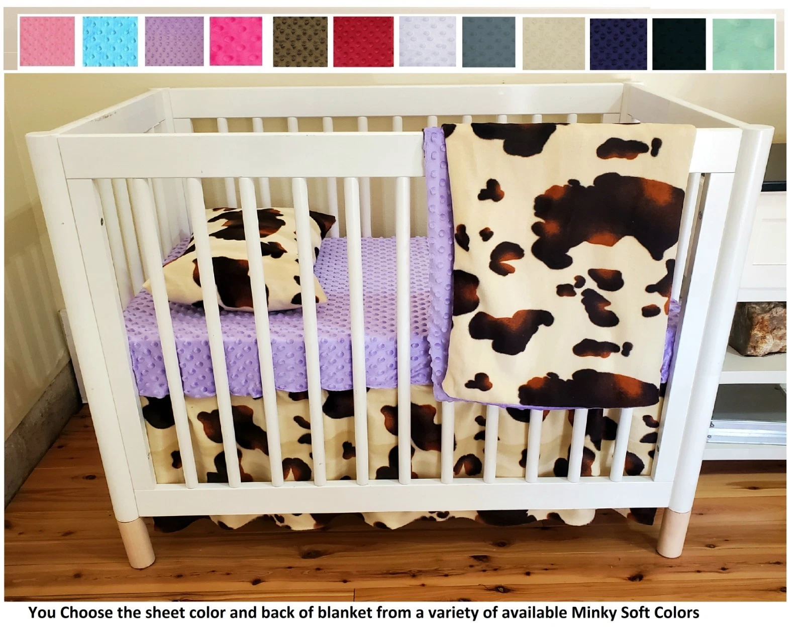 Western Crib Bedding Set Brown Cow Print Baby Bedding (standard OR portable)
Opens in a new window o