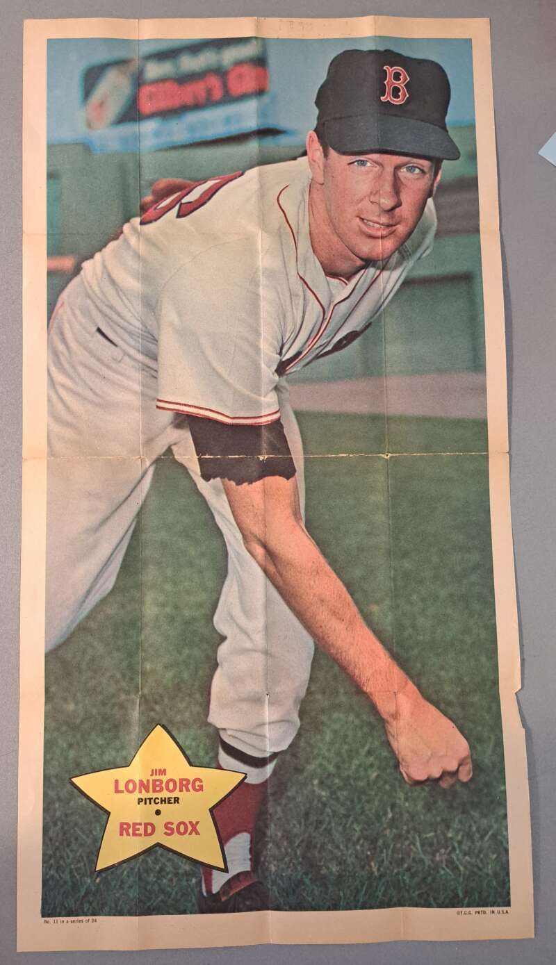 JIM LONBORG 1968 Topps Posters #11 Vintage MLB Red Sox  ID:123968