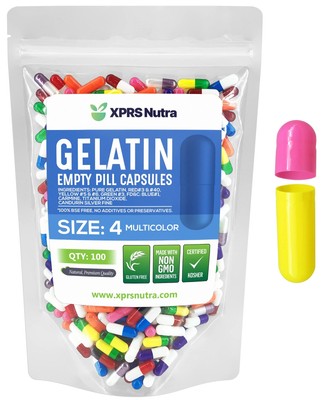 XPRS Nutra Size 4 Empty Capsules - 100 Count Small Empty Gelatin Capsules - E...