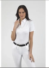 NEW Aubrion Women's Short Sleeve Tie Shirt Equestrian White Medium NWT