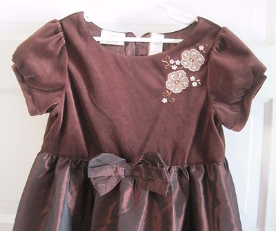 Little Bitty Chocolate Brown Velvet Metallic Sheen Bubble Dressy Dress Girls  6X | eBay