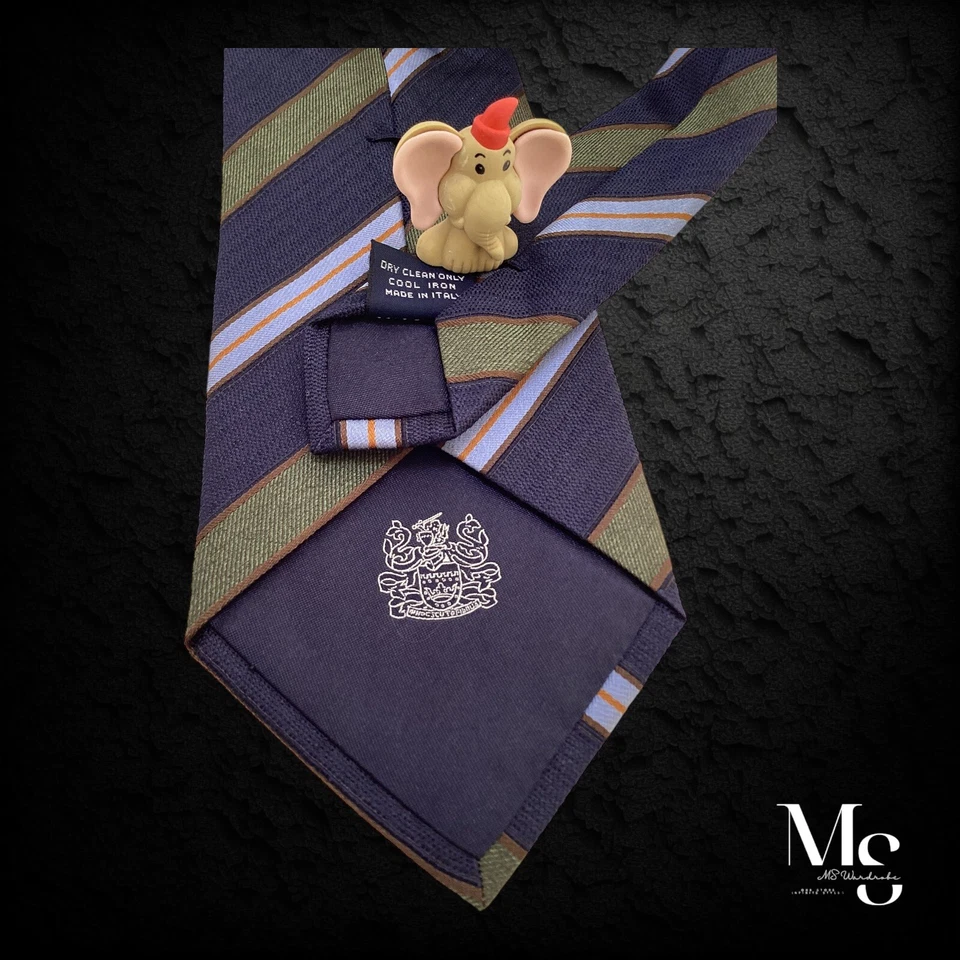 Роскошный шелковый галстук AQUASCUTUM Current в фиолетовую полоску сделано в Италии W: 3,4 дюйма отличное состояние - Изображение 4 из 4