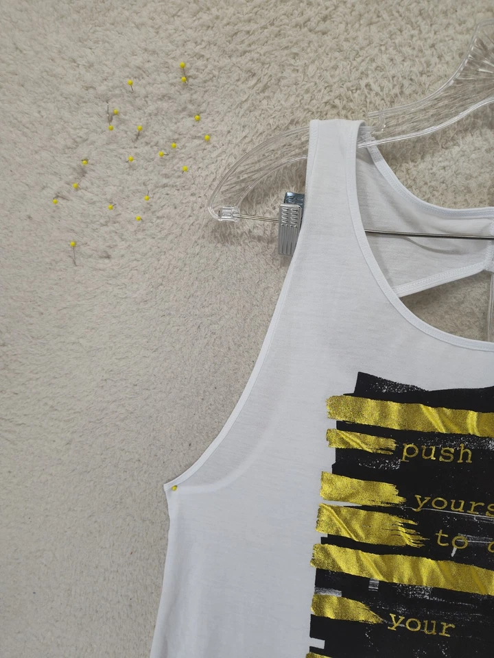 Camiseta sin mangas Reebok para mujer extra grande blanca mezcla de polietileno sin mangas recortada ropa deportiva Foto 2 de 4