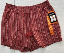 NWT Briggs RED Stripe Woman's Linen/Rayon 4-pocket Pull-on SHORTS Size XXL