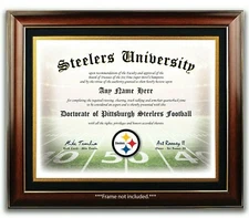 PITTSBURGH STEELERS NFL Football Fan Certificate / Diploma Man Cave GIFT XMAS