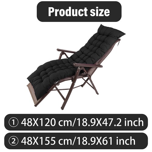 47" 61" Lounge Chair Cushion Patio Rocking Sofa Chaise Swing Bench Pad W/ Ties - Picture 4 of 16