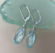 New Sterling Silver blue Aquamarine Sundance charm artisan jewelry earrings