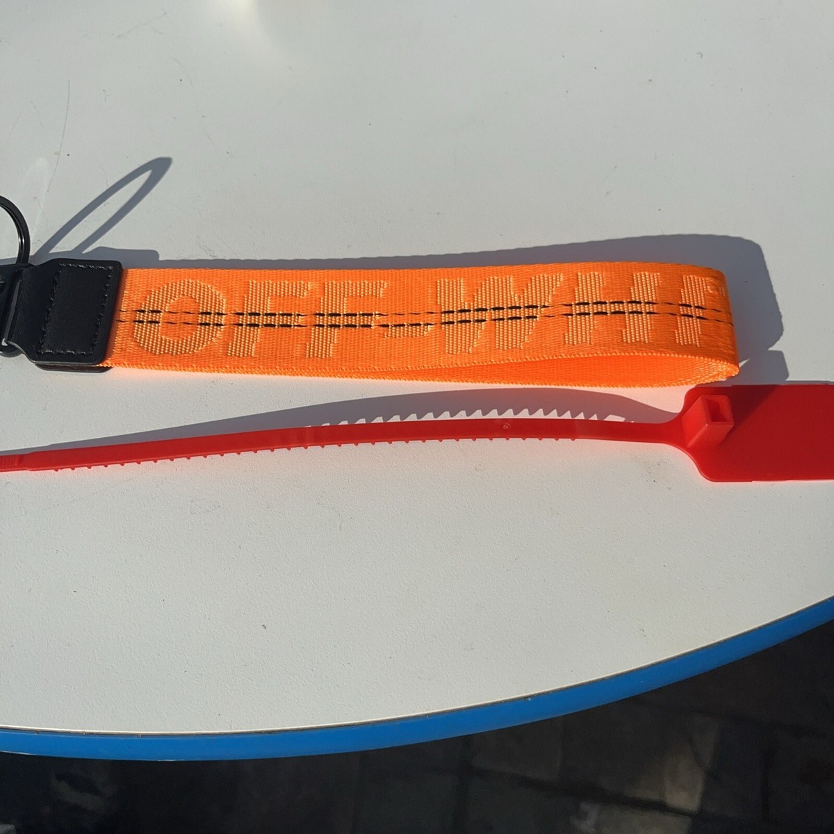 Off White Lanyard Keychain Industrial Clasp Rare Bright Orange New