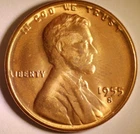 1955 S Lincoln Cent Cracked Die / "L" and Motto on Rim