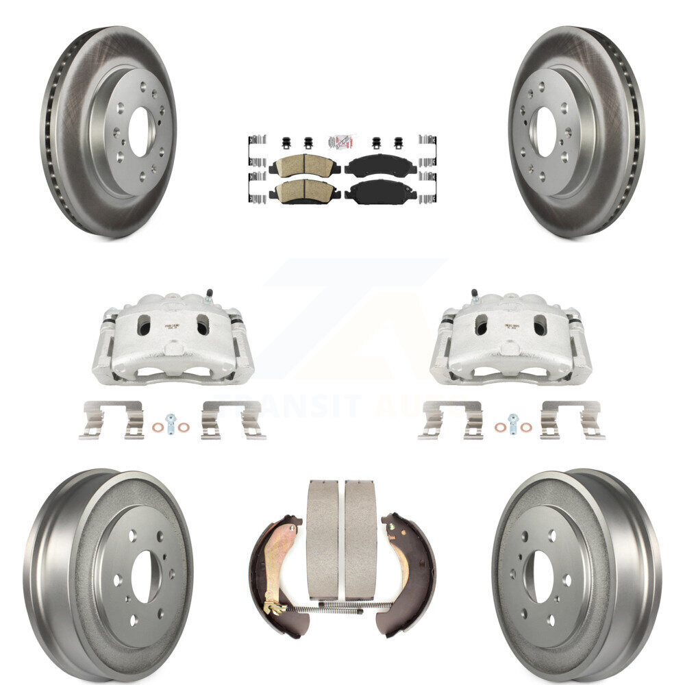 8Pc Front Rear Brake Caliper Rotor Drum Ceramic Pad Kit for Chevrolet GMC