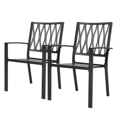 Nuu Garden Outdoor Dining Chair 34.5''x16'' Patio Bistro Stackable Black+Armchair