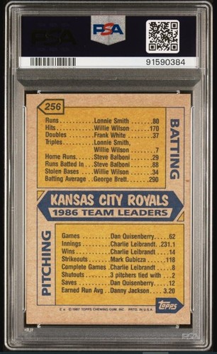 1987 Topps Frank White George Brett Signed Baseball Card PSADNA 10 Certified HOF - Picture 3 of 3