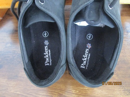 Ladies Black Suede Padders Shoes Lace Up Size 6 E Worn Once Womens Comfort Flats - 第 2/9 張圖片