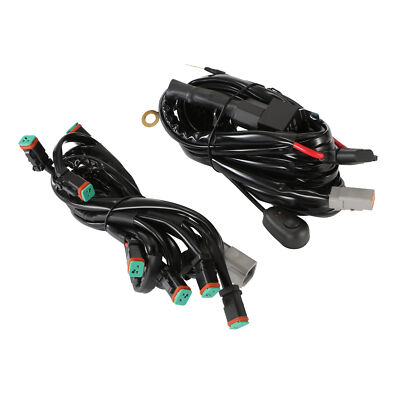 8-LED Pod Light Power Wiring Harness W/ 50A fuse & 60A relay 2 PIN DT Plug 12V