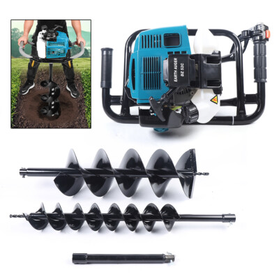 52CC 2 Stroke Hole Digger Ground Auger Bore Post Driller Drill Borer +4'' 8'' Bits