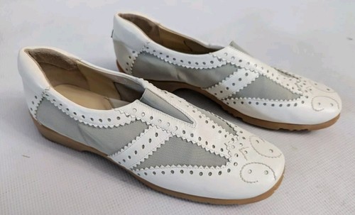 SESTO GOLF By Sherry Women SILVER Leather Slip On Golf Shoes Size 10M Italy - Picture 2 of 12