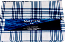 4P Nautica Full Sheet Set Cool Crisp PERCALE Long Staple Cotton Blue Sessile Oak
