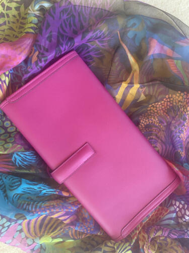 NUEVO EN CAJA Auténtico Bolso de Mano HERMES Rosa Pupre Swift 29cm Jige PM - Imagen 6 de 12