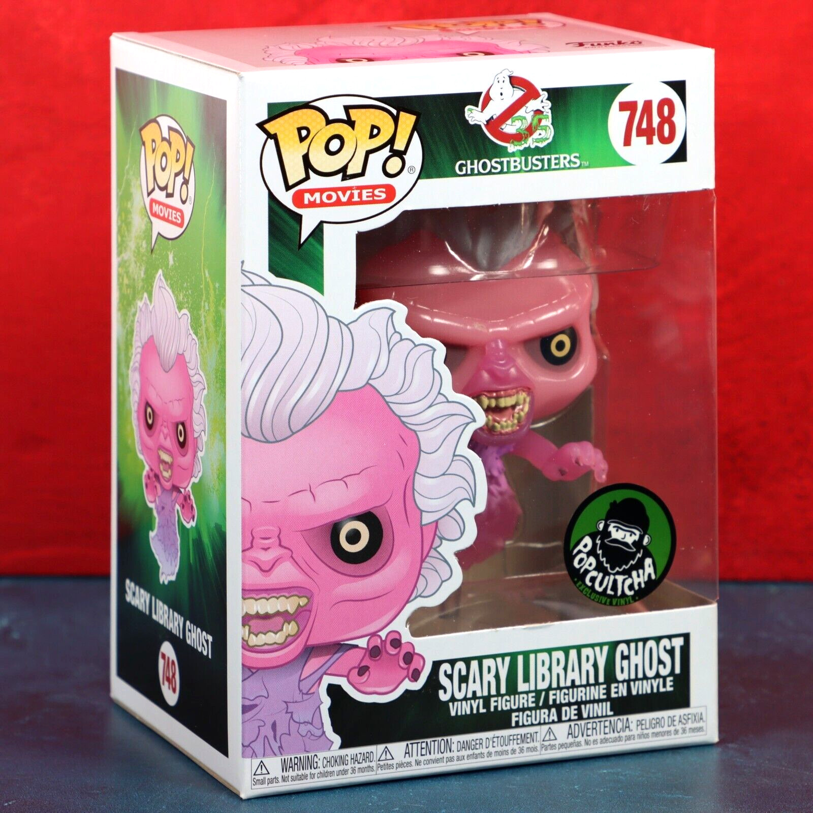 Funko Pop Ghostbusters Scary Library Ghost 748 Popcultcha Excl 2019 W/ Protector