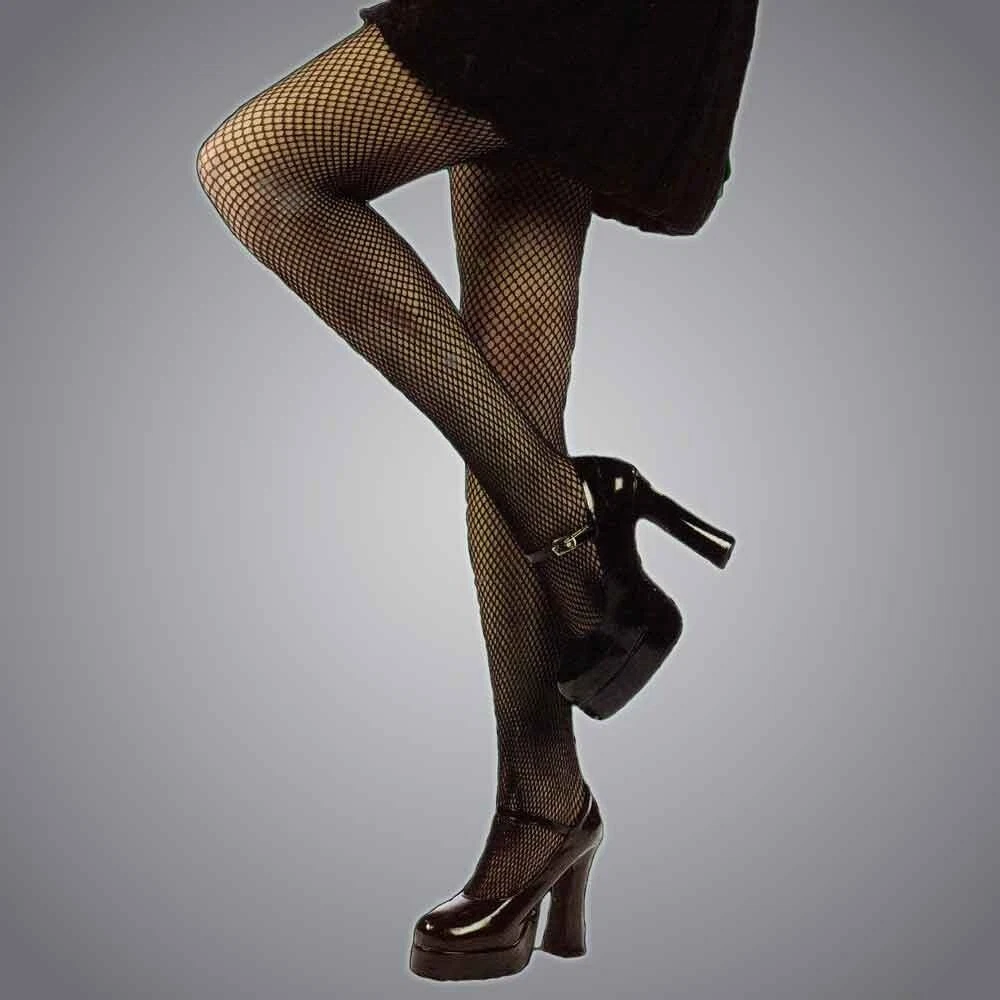 Gothic Black Fishnet Tights Halloween Fancy Dress Goth Punk Parties One SIze